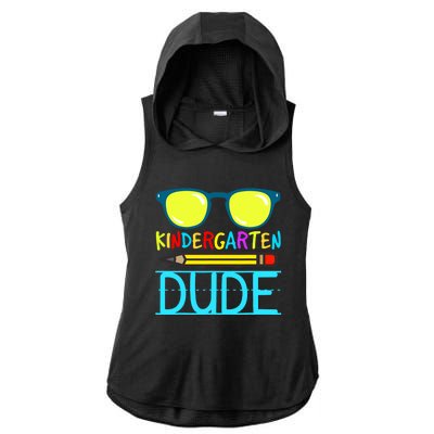 Kindergarten Dude Funny First Day Back To School Student Ladies PosiCharge Tri-Blend Wicking Draft Hoodie Tank