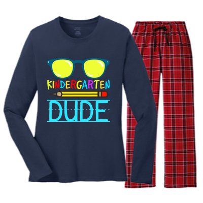 Kindergarten Dude Funny First Day Back To School Student Women's Long Sleeve Flannel Pajama Set 