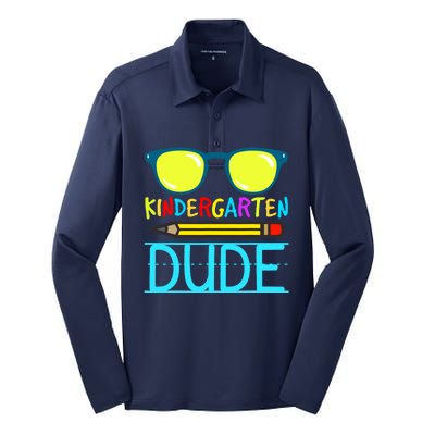 Kindergarten Dude Funny First Day Back To School Student Silk Touch Performance Long Sleeve Polo