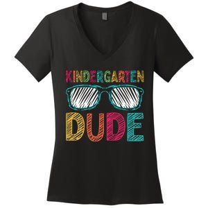 Kindergarten Dude Funny First Day Back To School Student Women's V-Neck T-Shirt