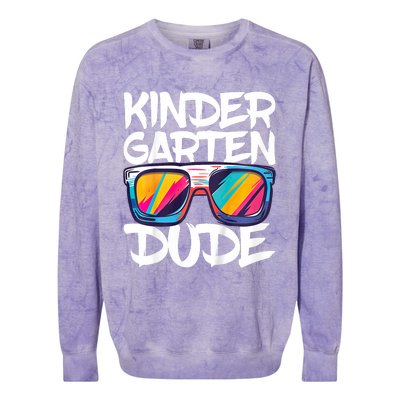 Kindergarten Dude First Day Of Kindergarten Boy Girl Colorblast Crewneck Sweatshirt