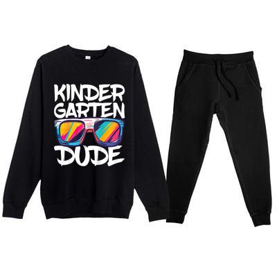 Kindergarten Dude First Day Of Kindergarten Boy Girl Premium Crewneck Sweatsuit Set