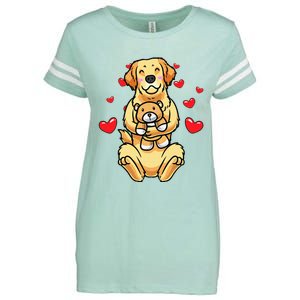 Kawaii Dog Golden Retriever Stuffed Animal And Hearts Enza Ladies Jersey Football T-Shirt