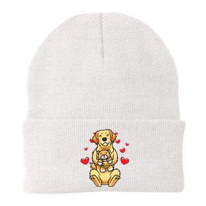 Kawaii Dog Golden Retriever Stuffed Animal And Hearts Knit Cap Winter Beanie