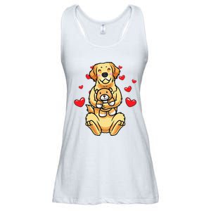 Kawaii Dog Golden Retriever Stuffed Animal And Hearts Ladies Essential Flowy Tank