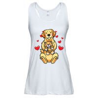 Kawaii Dog Golden Retriever Stuffed Animal And Hearts Ladies Essential Flowy Tank