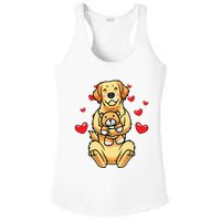 Kawaii Dog Golden Retriever Stuffed Animal And Hearts Ladies PosiCharge Competitor Racerback Tank