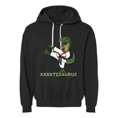 Karate Dinosaur Karatesaurus Trex Karatist Garment-Dyed Fleece Hoodie