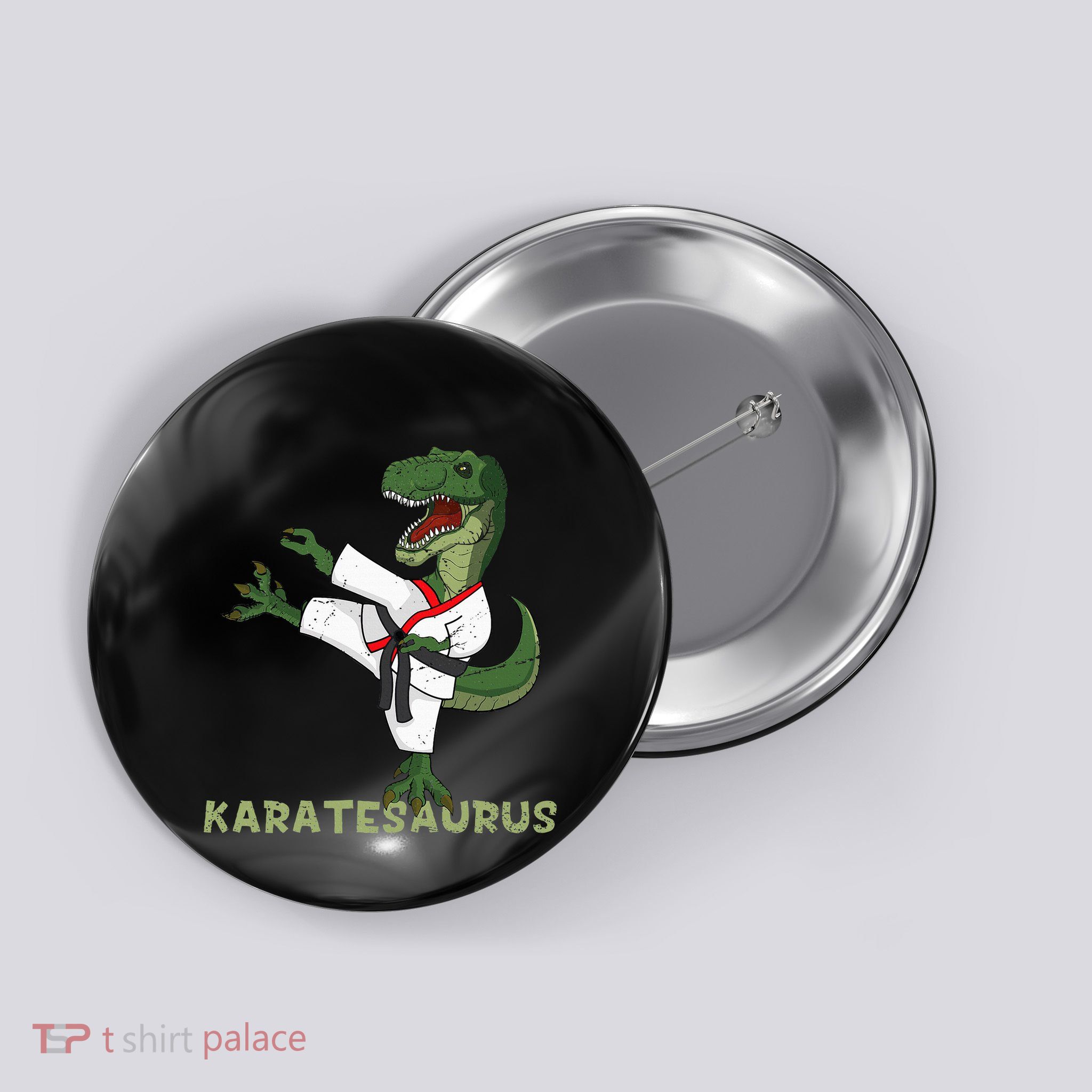 Karate Dinosaur Karatesaurus Trex Karatist Button
