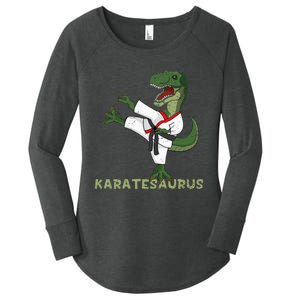 Karate Dinosaur Karatesaurus Trex Karatist Women's Perfect Tri Tunic Long Sleeve Shirt