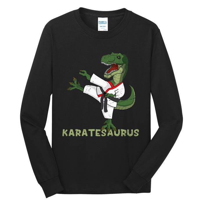 Karate Dinosaur Karatesaurus Trex Karatist Tall Long Sleeve T-Shirt