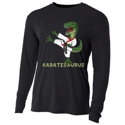 Karate Dinosaur Karatesaurus Trex Karatist Cooling Performance Long Sleeve Crew