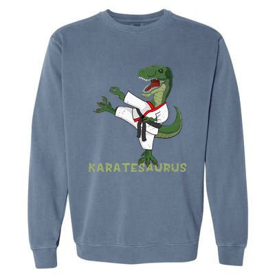 Karate Dinosaur Karatesaurus Trex Karatist Garment-Dyed Sweatshirt