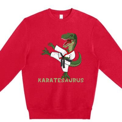 Karate Dinosaur Karatesaurus Trex Karatist Premium Crewneck Sweatshirt