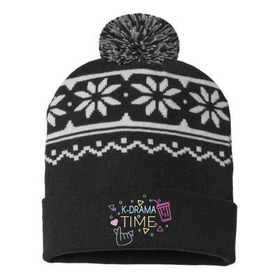 Korean Drama Kdrama Finger Heart Design USA-Made Snowflake Beanie