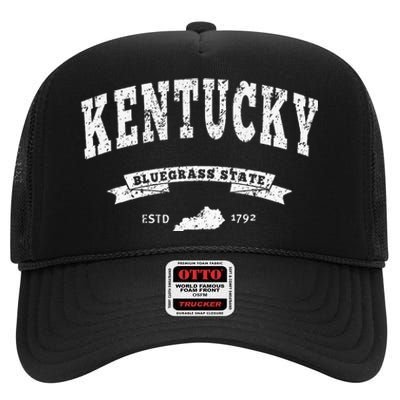 Kentucky Distressed Ky Bluegrass State High Crown Mesh Back Trucker Hat