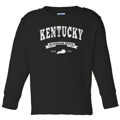 Kentucky Distressed Ky Bluegrass State Toddler Long Sleeve Shirt