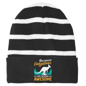 Kangaroo Design Kangaroo Animal Striped Beanie with Solid Band