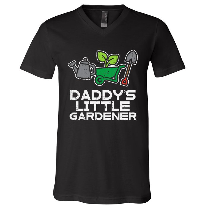 Kids Daddys Little Gardener Gardening Kids Toddlers V-Neck T-Shirt