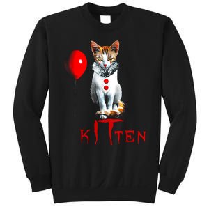 Kitten Dont Look At Me Cat Clown Balloon Halloween Sweatshirt