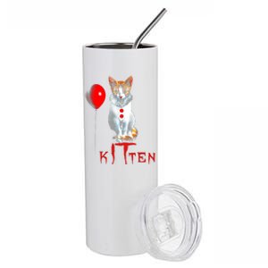 Kitten Dont Look At Me Cat Clown Balloon Halloween Stainless Steel Tumbler