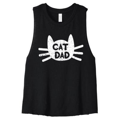 Kitty Daddy Papa Fathers Day Cat Dad Women's Racerback Cropped Tank