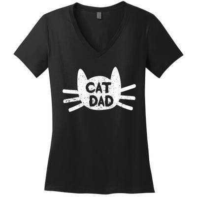 Kitty Daddy Papa Fathers Day Cat Dad Women's V-Neck T-Shirt