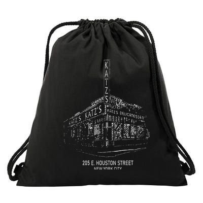 Katz Delicatessen Restaurant, Vintage Deli New York Drawstring Bag