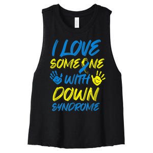 kid Down Syndrome Awareness  Month Special Needs Love T21 Women's Racerback Cropped Tank