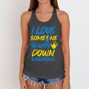 kid Down Syndrome Awareness  Month Special Needs Love T21 Women's Knotted Racerback Tank