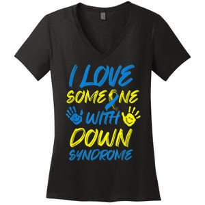 kid Down Syndrome Awareness  Month Special Needs Love T21 Women's V-Neck T-Shirt