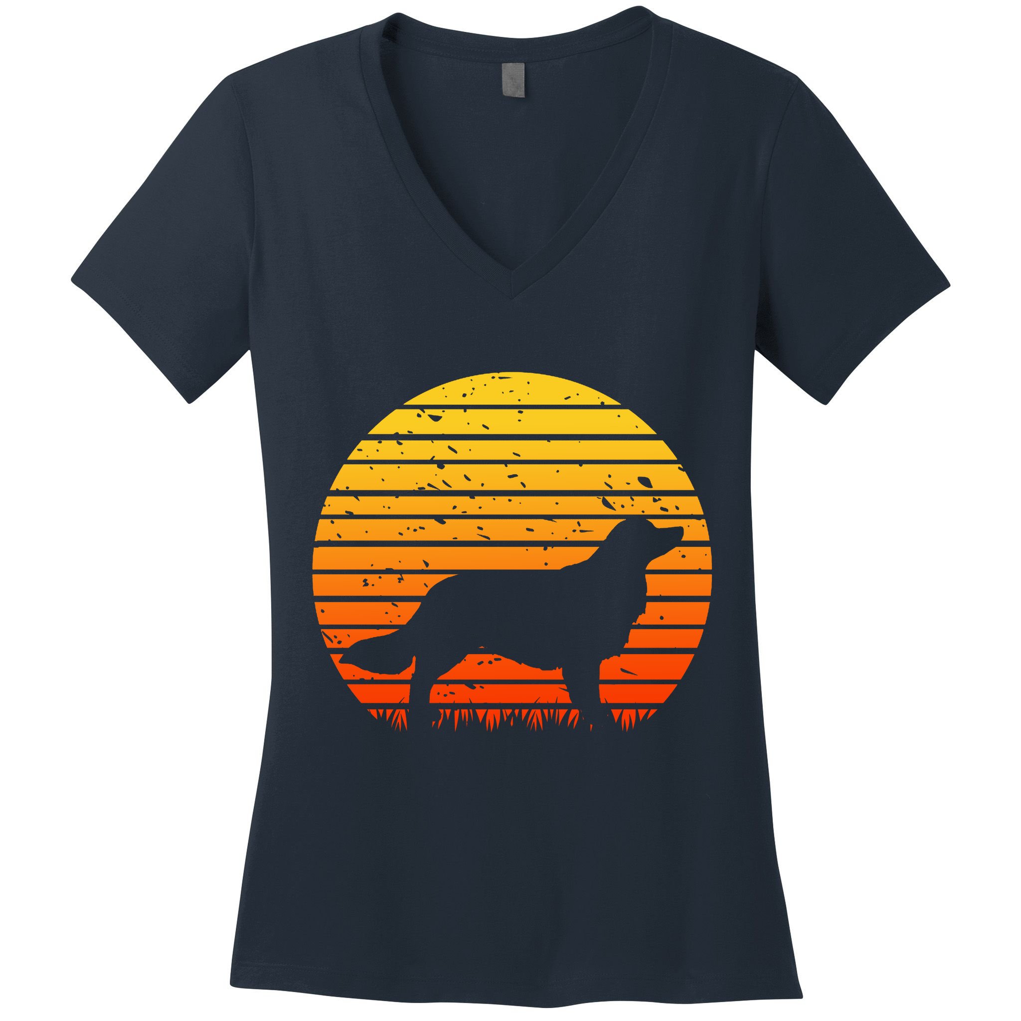 Kooikerhondje Dog Sunset Yellow Women's V-Neck T-Shirt