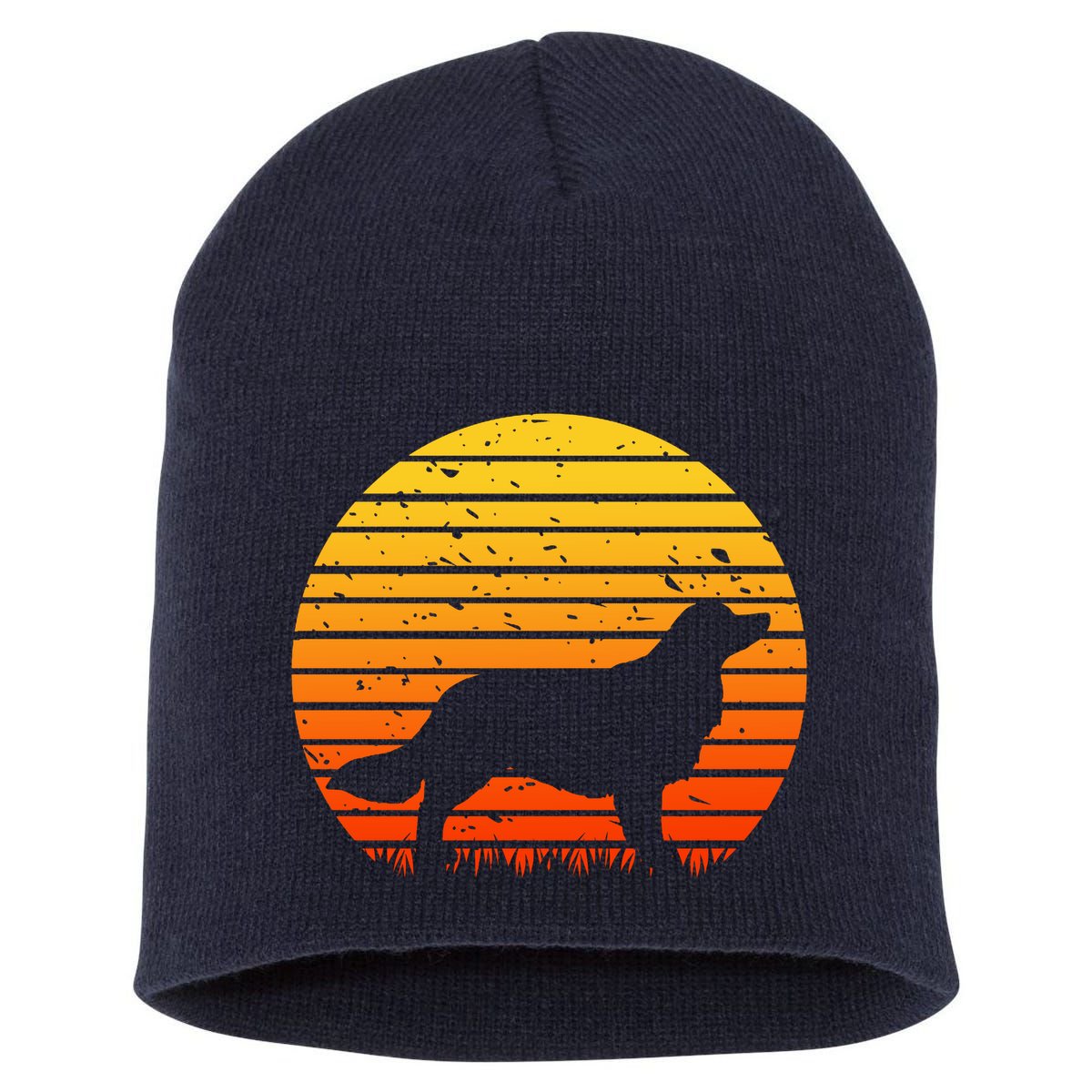 Kooikerhondje Dog Sunset Yellow Short Acrylic Beanie