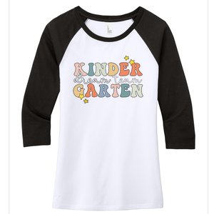 Kindergarten Dream Team Teacher Back To School Women's Tri-Blend 3/4-Sleeve Raglan Shirt