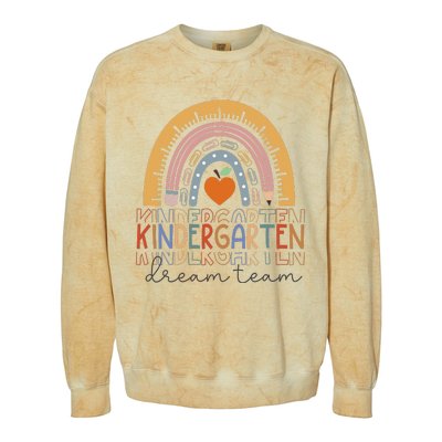 Kindergarten Dream Team Rainbow Welcome Back To School Colorblast Crewneck Sweatshirt