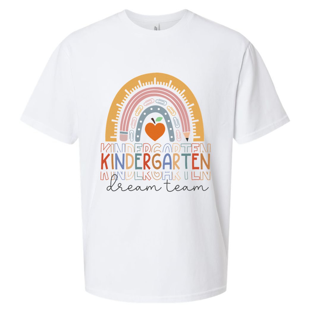Kindergarten Dream Team Rainbow Welcome Back To School Sueded Cloud Jersey T-Shirt