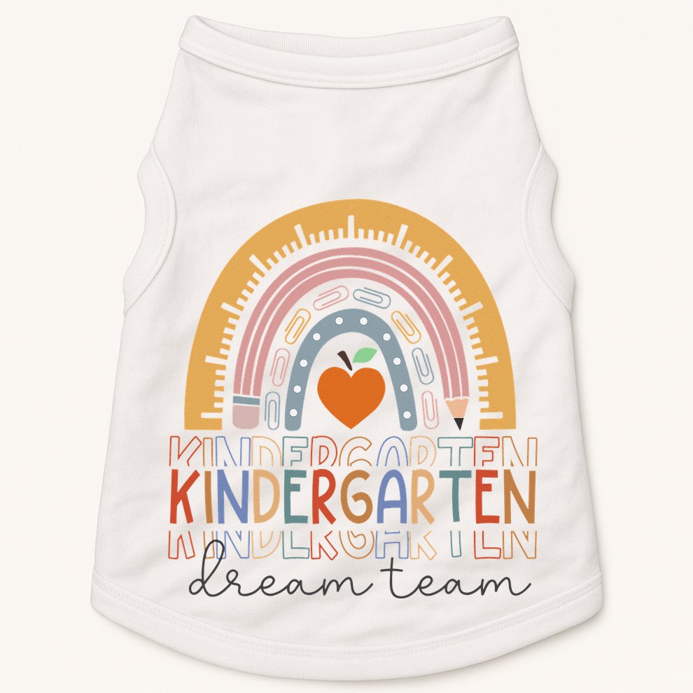 Kindergarten Dream Team Rainbow Welcome Back To School Doggie Tank