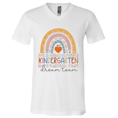 Kindergarten Dream Team Rainbow Welcome Back To School V-Neck T-Shirt