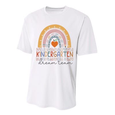 Kindergarten Dream Team Rainbow Welcome Back To School Performance Sprint T-Shirt