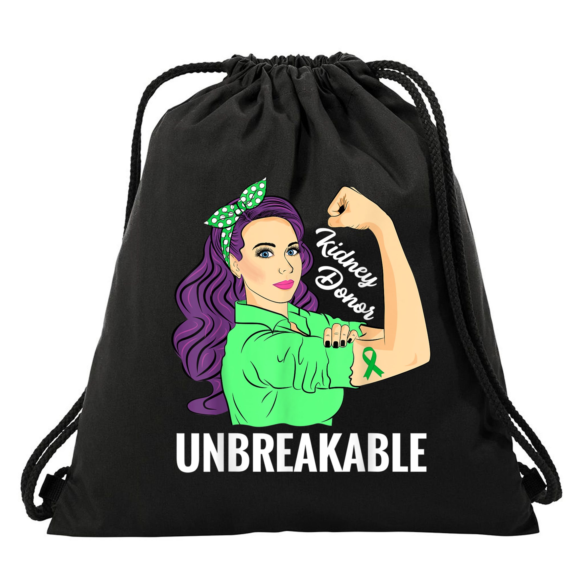 Kidney Donor Unbreakable Kidney Transplant Awareness Drawstring Bag