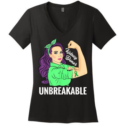 Kidney Donor Unbreakable Kidney Transplant Awareness Women's V-Neck T-Shirt
