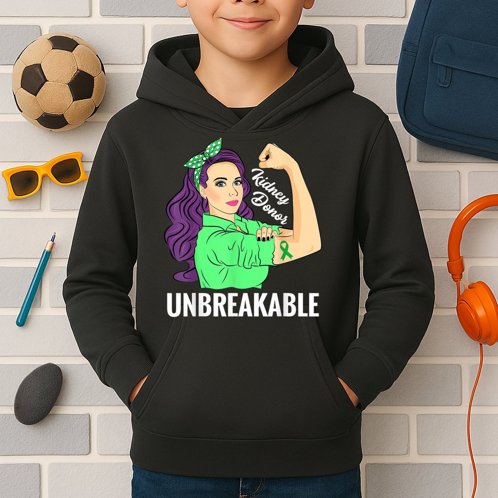 Kidney Donor Unbreakable Kidney Transplant Awareness Kids Hoodie