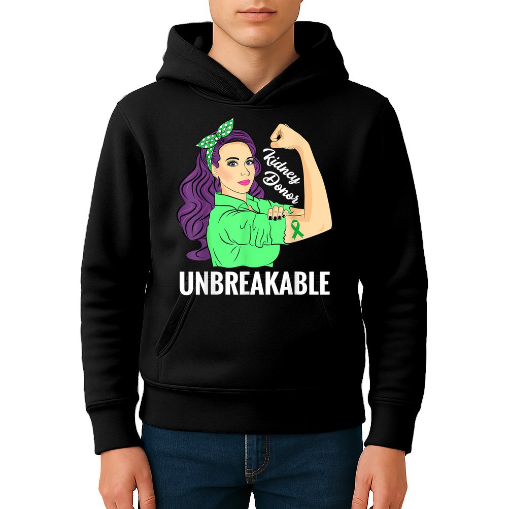 Kidney Donor Unbreakable Kidney Transplant Awareness Kids Hoodie