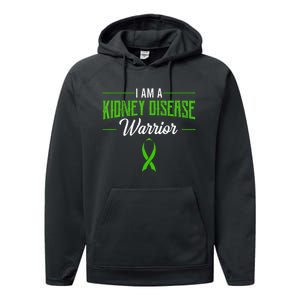 Kidney Disease Warrior Dialysis Nephritis Organ Donor Green Performance Fleece Hoodie