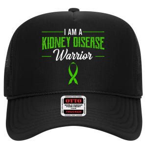 Kidney Disease Warrior Dialysis Nephritis Organ Donor Green High Crown Mesh Back Trucker Hat