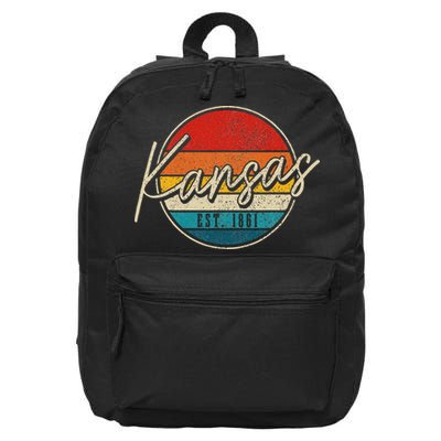 Kansas Est. 1861 Pride Vintage Kansas 16 in Basic Backpack