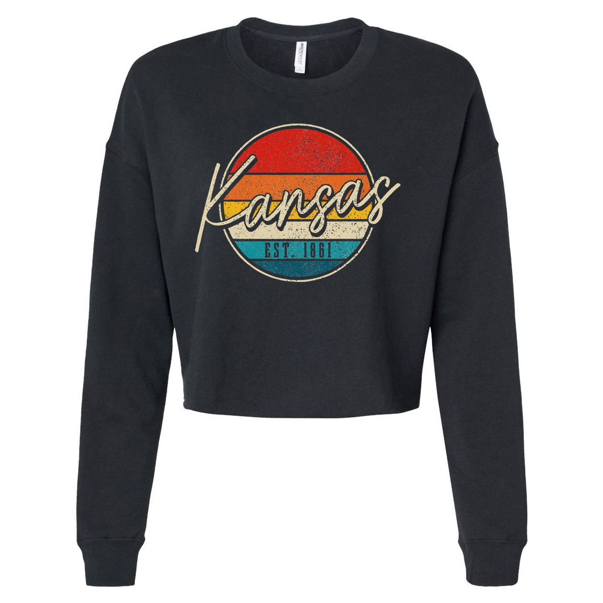 Kansas Est. 1861 Pride Vintage Kansas Cropped Pullover Crew