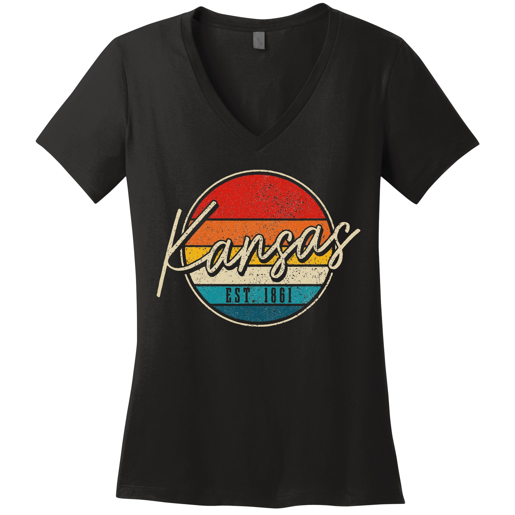 Kansas Est. 1861 Pride Vintage Kansas Women's V-Neck T-Shirt