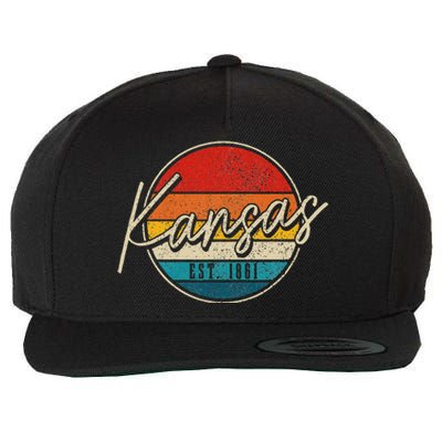 Kansas Est. 1861 Pride Vintage Kansas Wool Snapback Cap