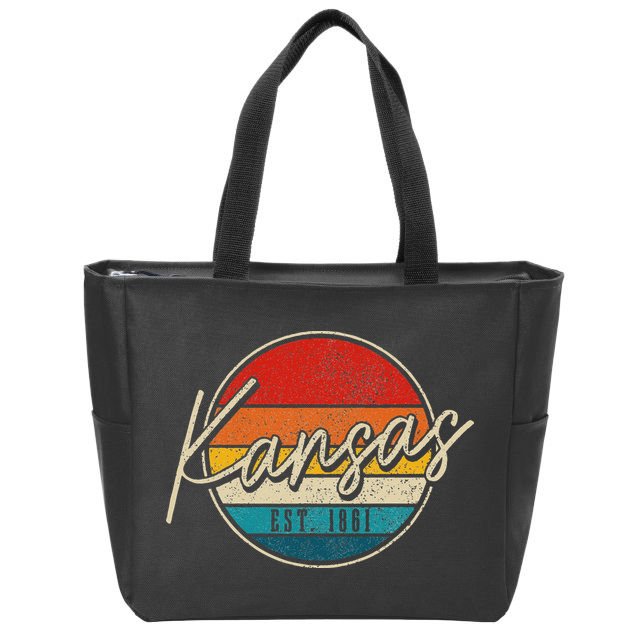 Kansas Est. 1861 Pride Vintage Kansas Zip Tote Bag